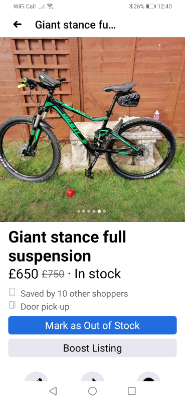 Giant stance full suspension bike | in 